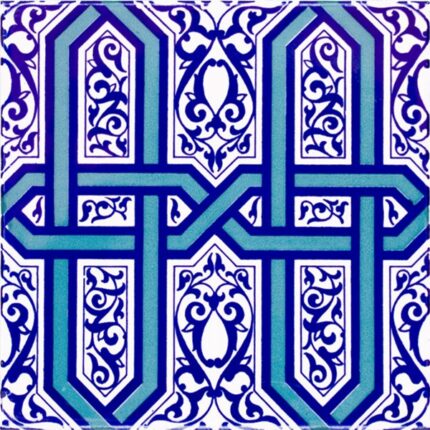 20x20 Cm BR 9 Selçuklu Mavi Zincir Desenli Çini Karo