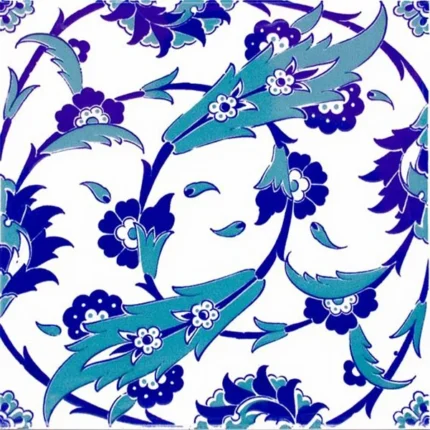 20x20 Cm BR 32 Selçuklu Mavi Beyaz Kütahya Çini Karo