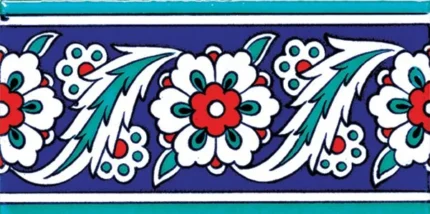 10x20 Cm KS 8 İznik Çiçek Desenli Seramik Çini Bordür