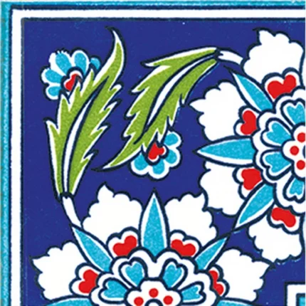 10x10 cm KSK 18 Osmanlı Yaprak Desen Çini Bordür Köşe