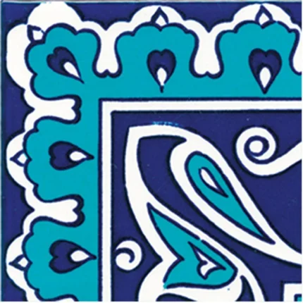 10x10 cm KSK 19 İznik Rumi Desenli Çini Bordür Köşesi