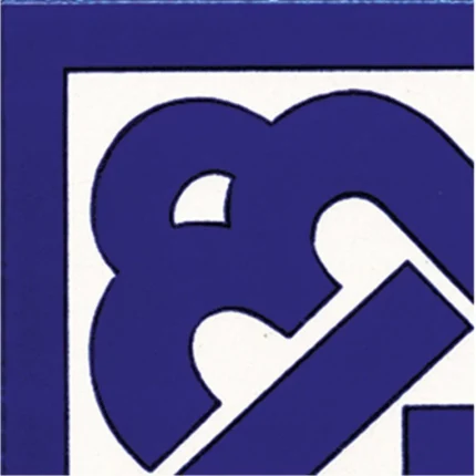 10x10 cm KSK 20K Kobalt Zincir Desen Çini Bordür Köşe