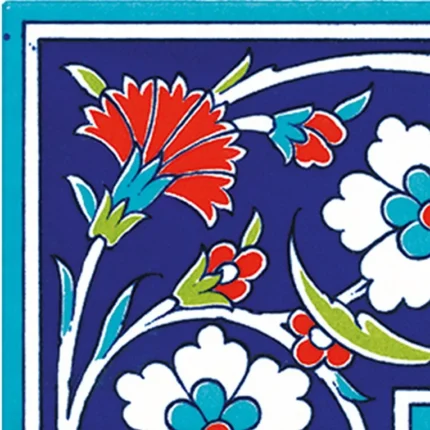 10x10 cm KSK 43 Karanfil Desenli Çini Bordür Köşesi