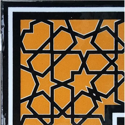 10x10 cm KSK 72 Sarı Türkmen Yıldızı Çini Bordür Köşe