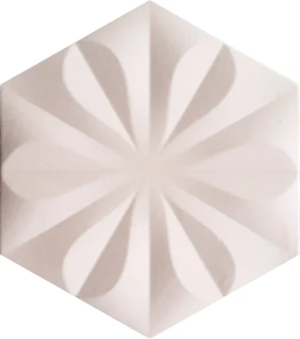 Çini 15x17 Cm Çiçekli Beyaz Altıgen Seramik